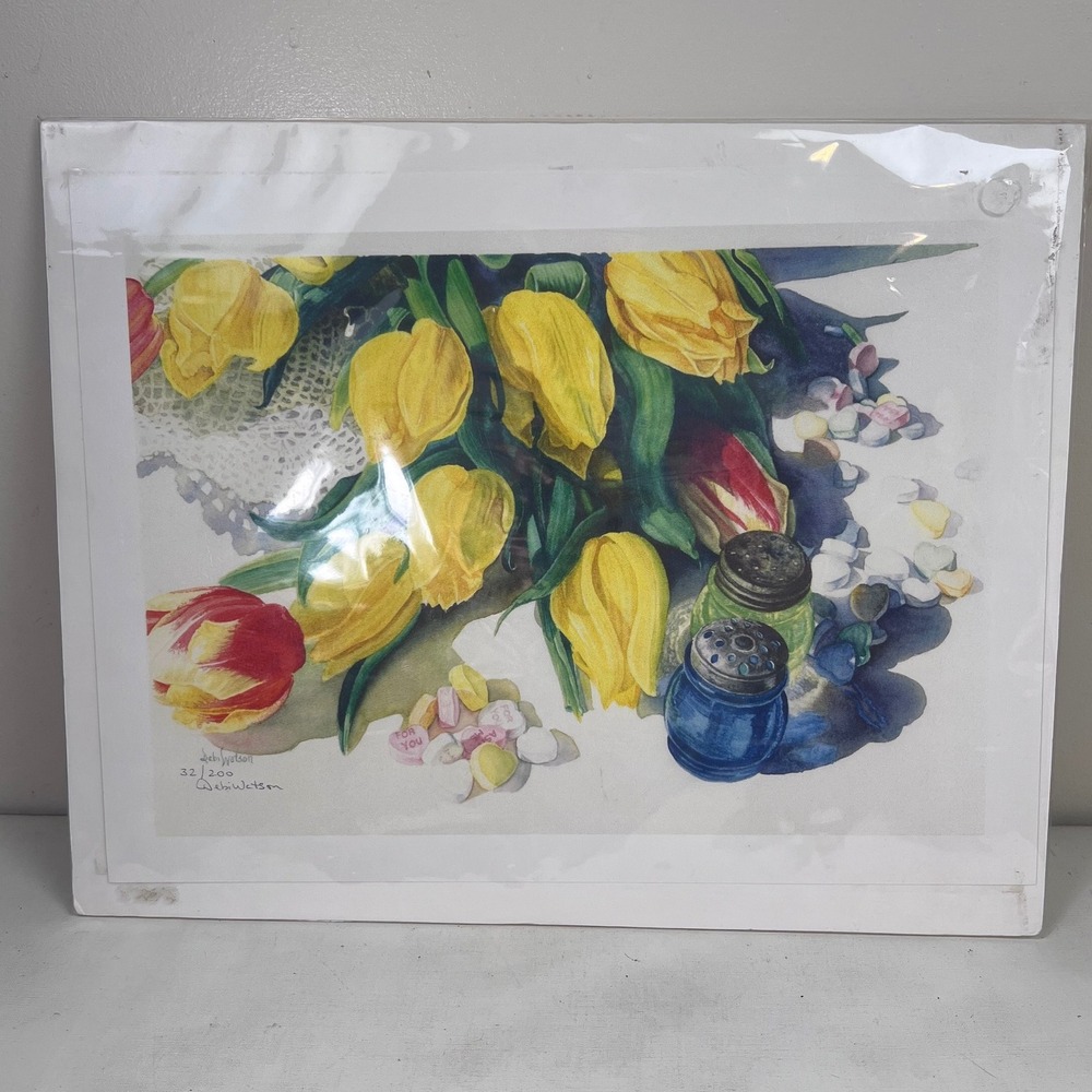 Debi Watson Hearts-N-Tulips Limited Edition‎ Print Still Life Art 17x12